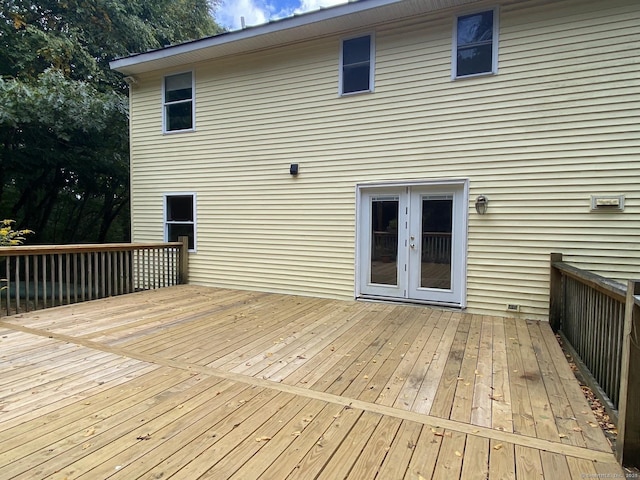 wooden deck with french doors