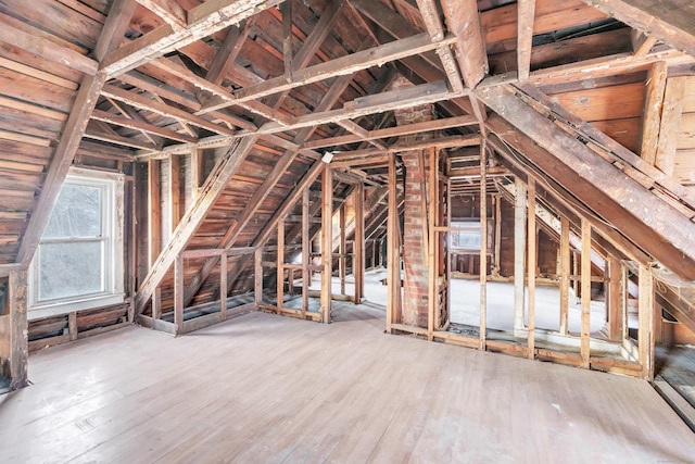 view of unfinished attic