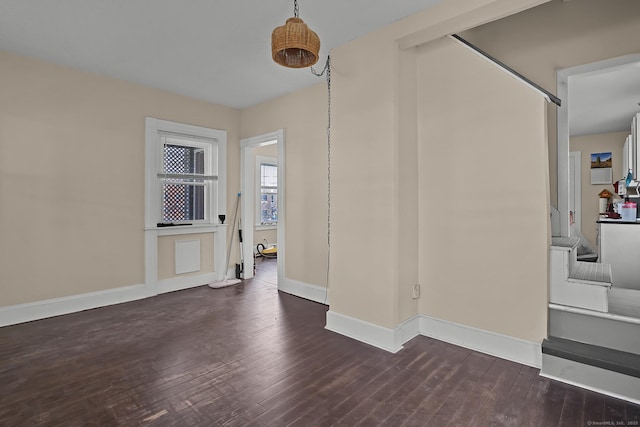 interior space with dark hardwood / wood-style floors