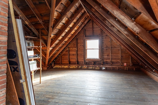 view of unfinished attic