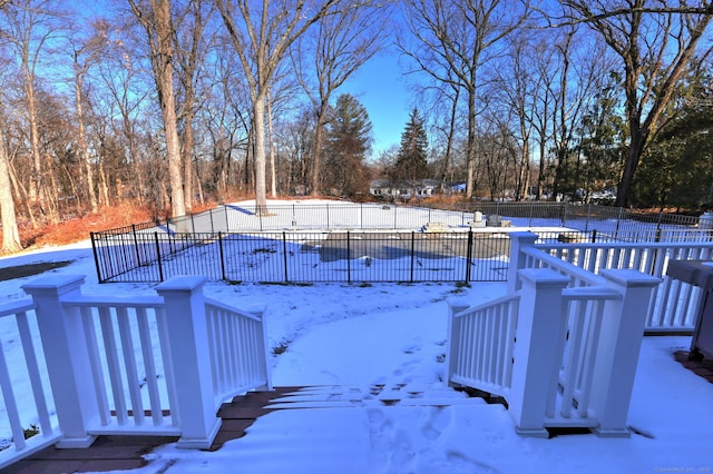 view of yard covered in snow