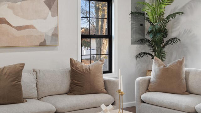 living area featuring hardwood / wood-style flooring