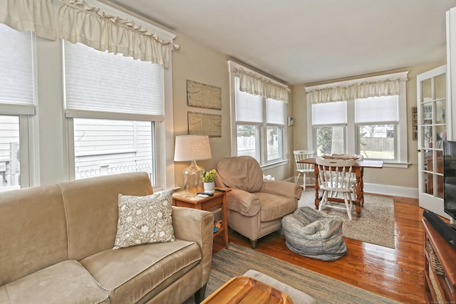 living room with hardwood / wood-style flooring