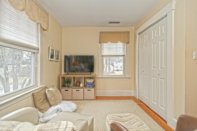 living room featuring light hardwood / wood-style floors