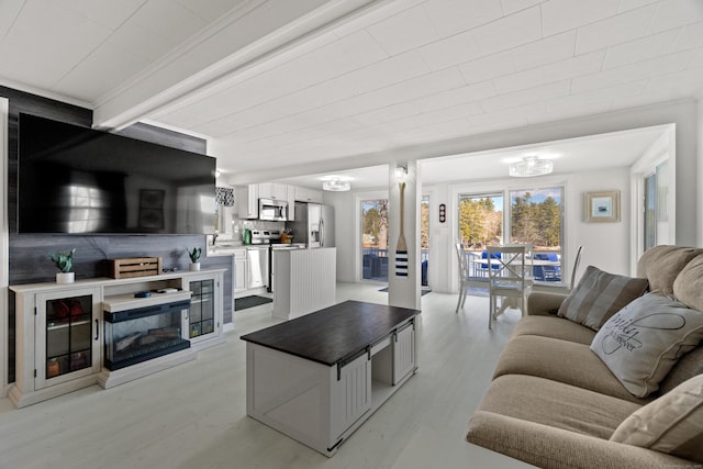 living room featuring light wood-style floors