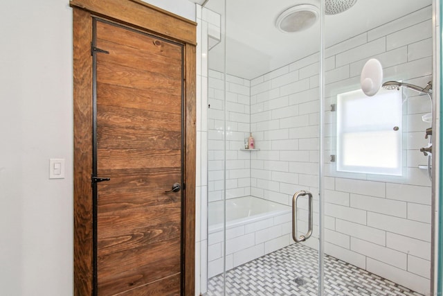 bathroom featuring walk in shower