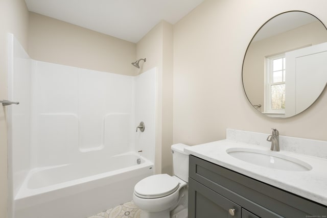 full bathroom with vanity, toilet, and shower / bath combination