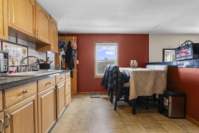 kitchen with backsplash and sink