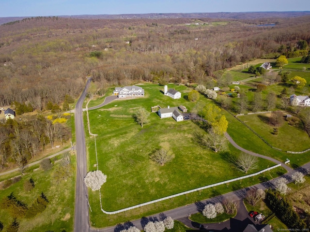 bird's eye view featuring a view of trees