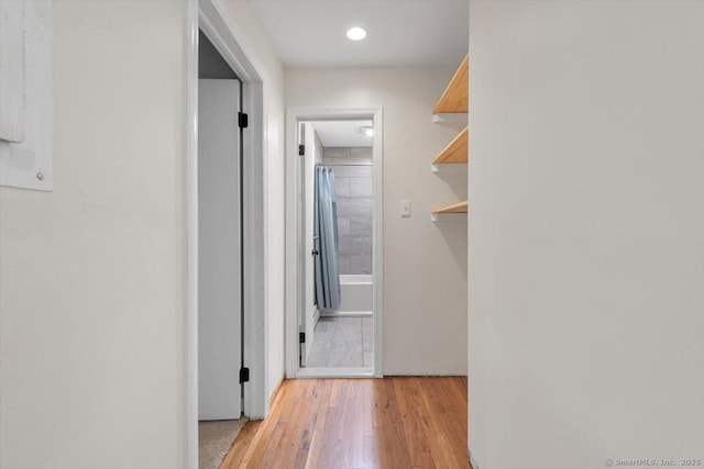 hall featuring light hardwood / wood-style floors