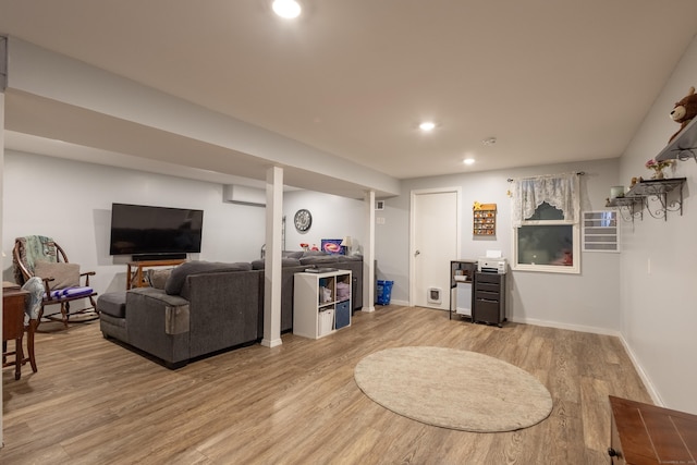 living room with wood-type flooring