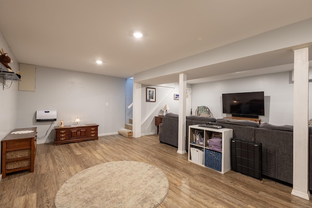 living room featuring wood-type flooring