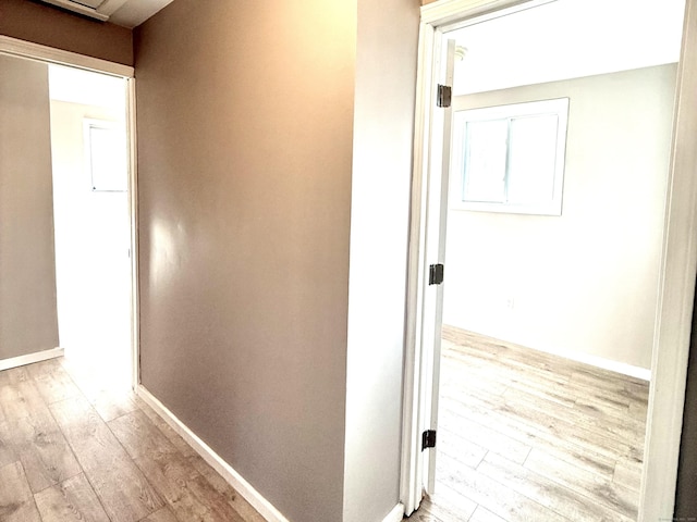 hall with light hardwood / wood-style flooring