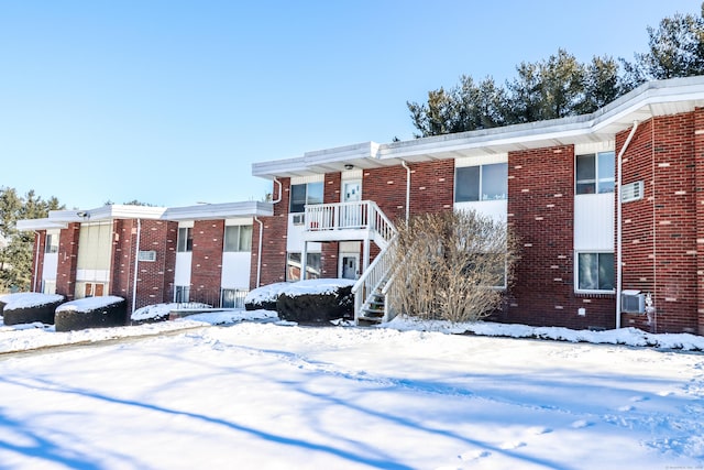 view of snow covered building