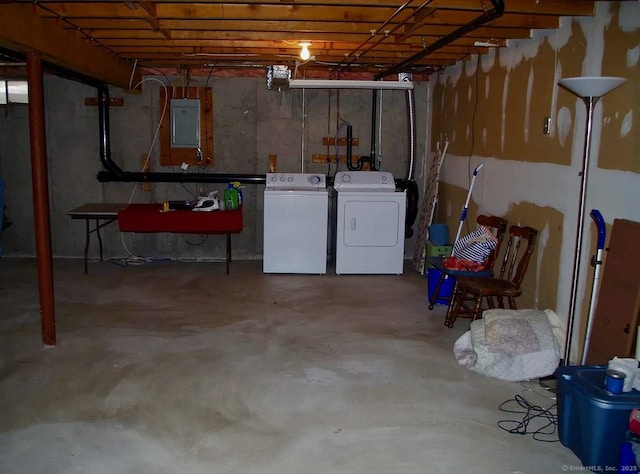 basement with independent washer and dryer