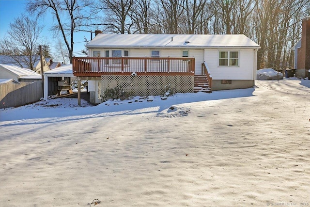 view of front facade featuring a deck