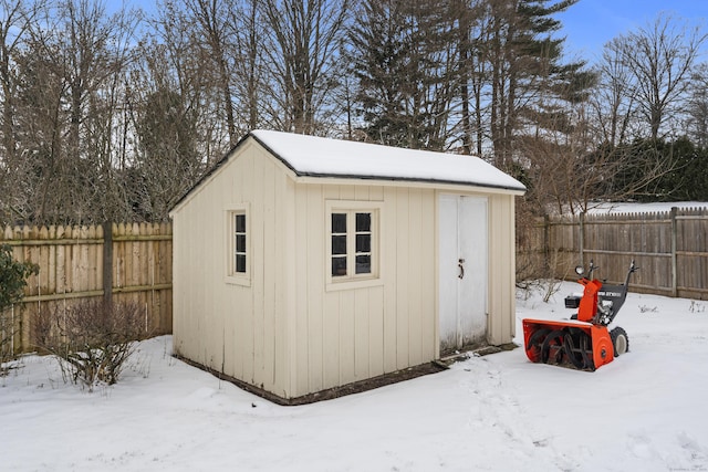 view of snow covered structure