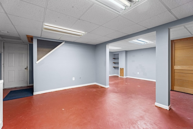 basement with a drop ceiling