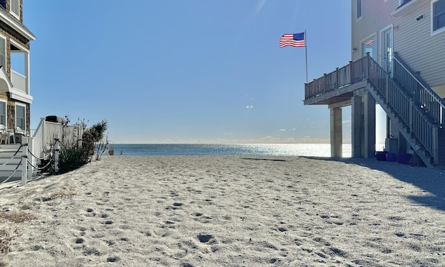 view of water feature featuring a view of the beach