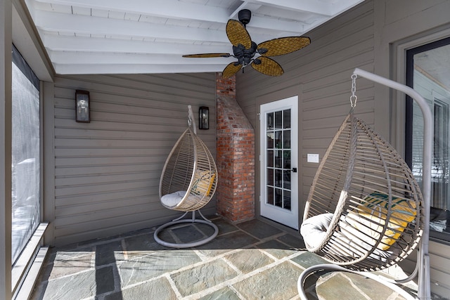 unfurnished sunroom with lofted ceiling