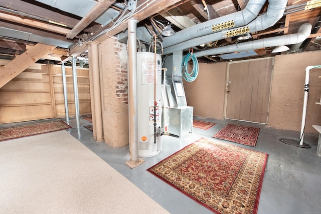 basement with gas water heater