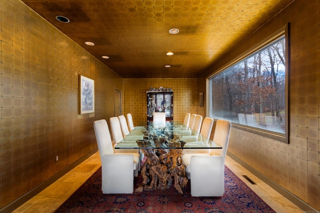 view of tiled dining space