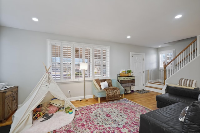 living room with hardwood / wood-style flooring