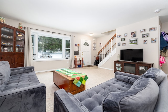 living room with carpet floors