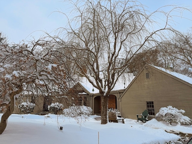 view of snow covered exterior