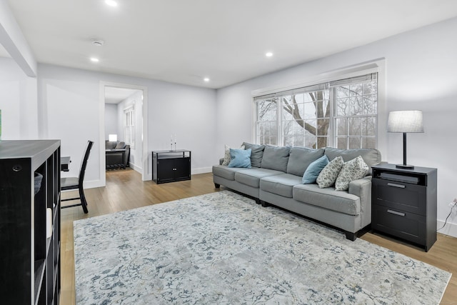 living room with light wood-type flooring