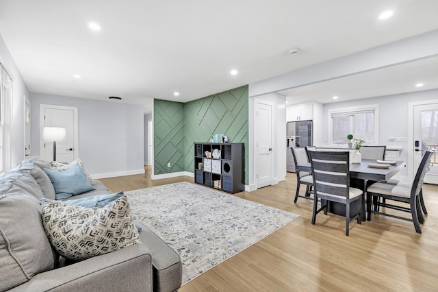 living room with light wood-type flooring