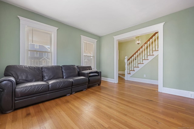 living room featuring light hardwood / wood-style flooring