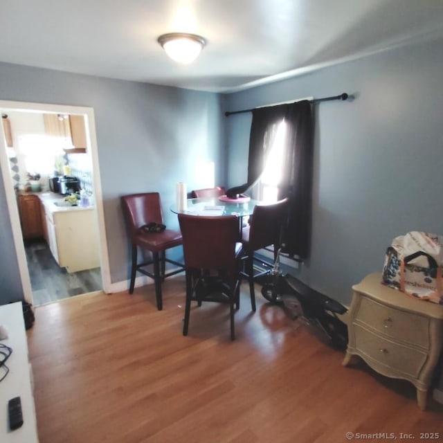 dining space featuring hardwood / wood-style floors