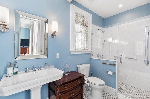 114 Walkley Hill Rd, Haddam, CT 06438 - bathroom featuring a stall shower and water heater