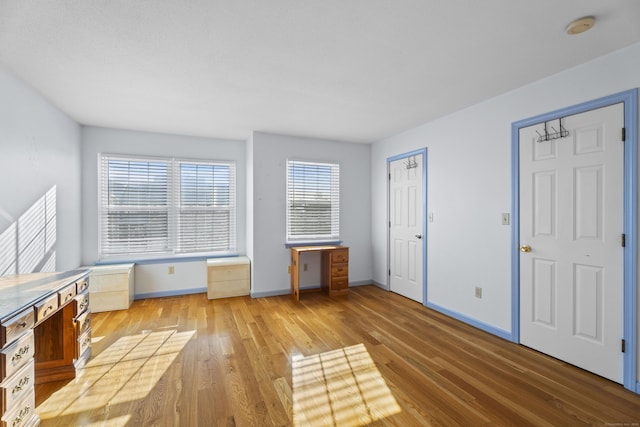 interior space with light hardwood / wood-style floors