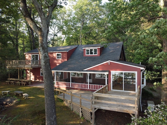493 Babbs Rd, Suffield, CT 06093 - rear view of house with roof with shingles and a deck
