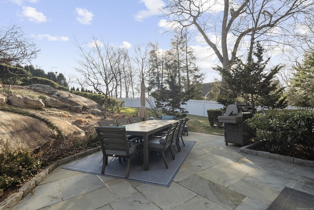 view of patio with area for grilling