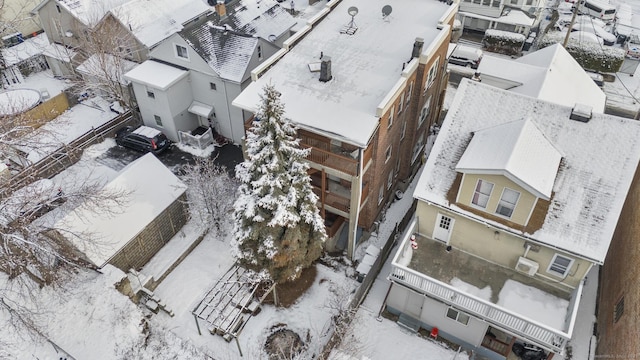 view of snowy aerial view