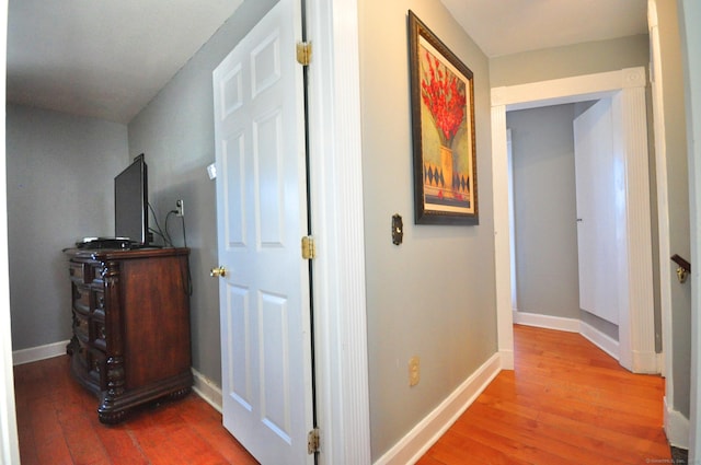 hallway featuring wood-type flooring