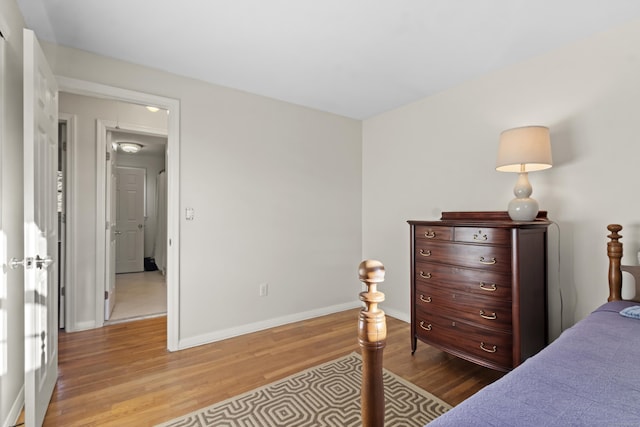 bedroom with light hardwood / wood-style flooring