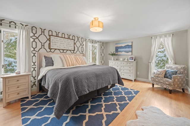 bedroom featuring light wood-type flooring