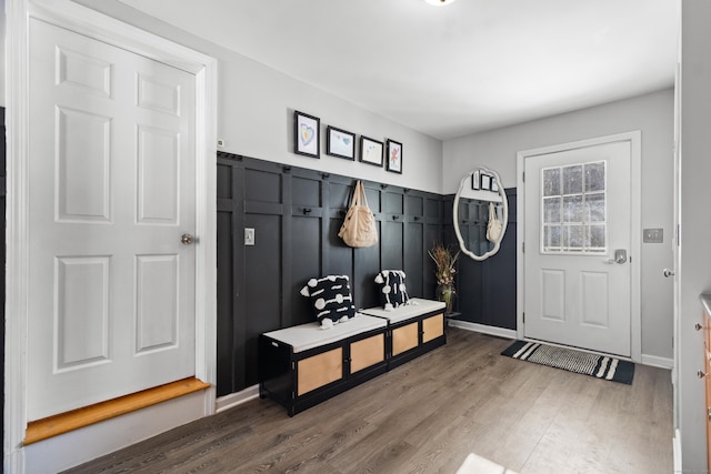 mudroom featuring wood-type flooring