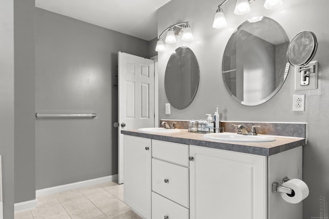 bathroom with vanity and tile patterned floors