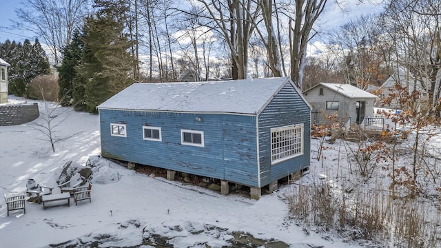 view of snow covered property