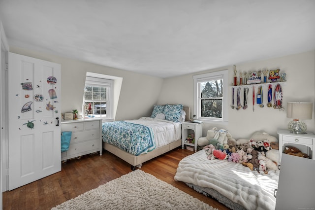 bedroom featuring dark hardwood / wood-style floors