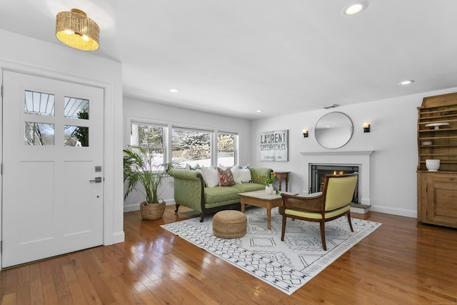 living room with hardwood / wood-style floors