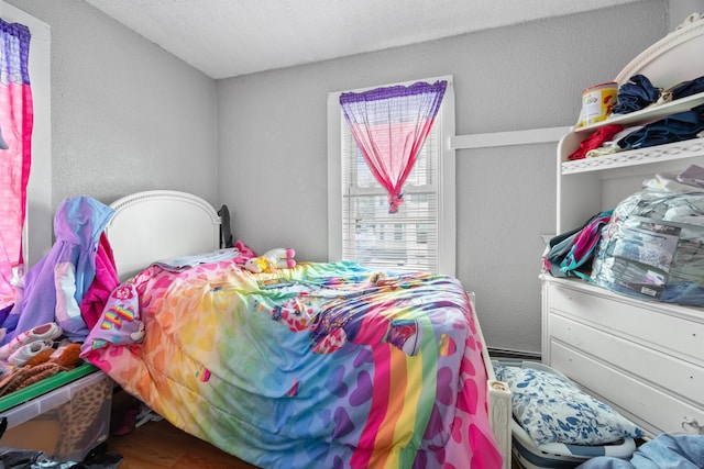 bedroom with a textured ceiling