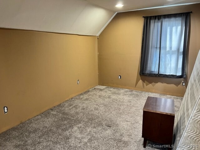 additional living space featuring carpet flooring and lofted ceiling