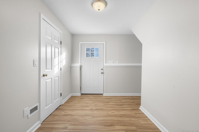 entryway with light wood-type flooring