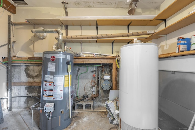 utility room featuring water heater